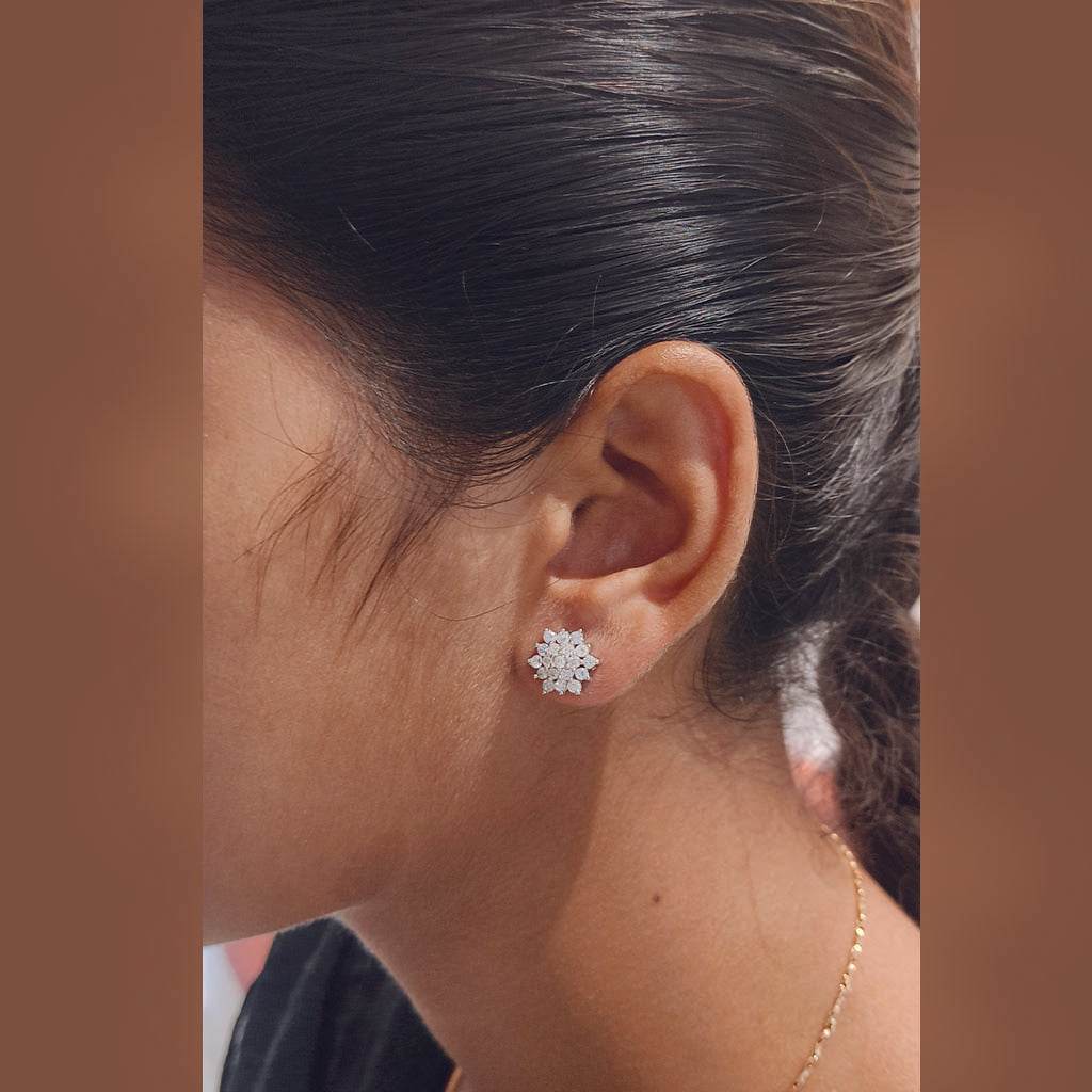 CrystalFlake Studs - Mayuri Silver House