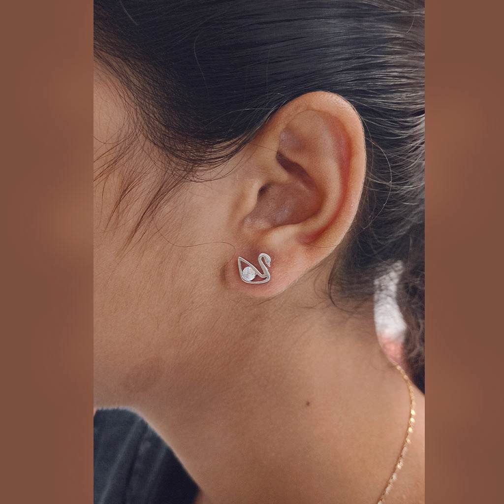 Elegance Swan Studs - Mayuri Silver House