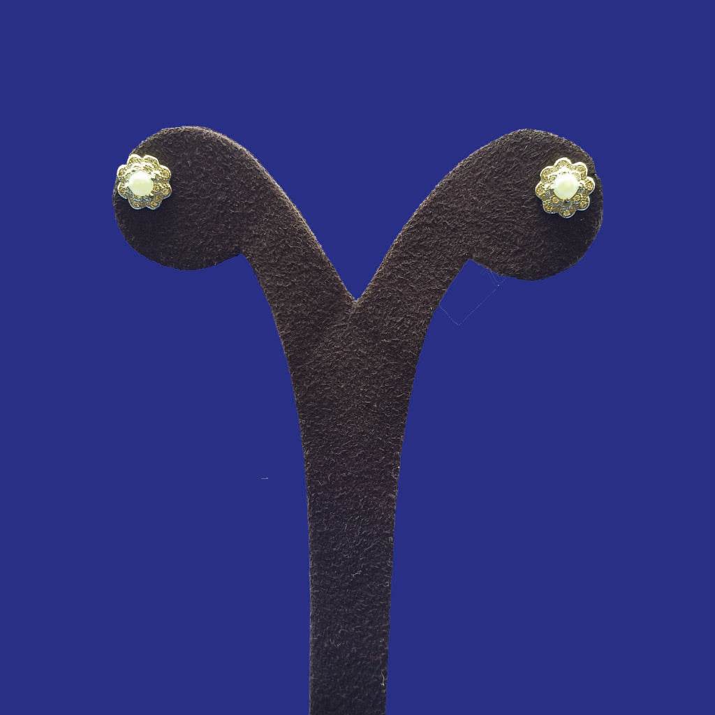 TwinPetal Pearl Studs - Mayuri Silver House