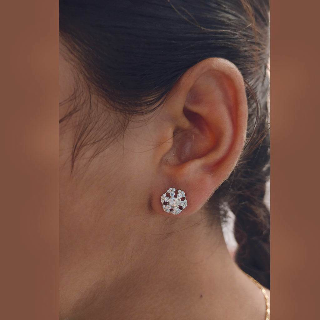 White Stone Flower Tops - Mayuri Silver House