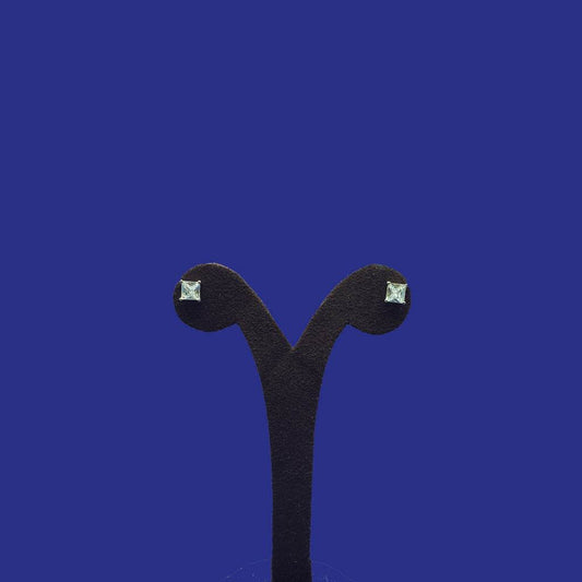 White Stone Sqaure Studs - Mayuri Silver House