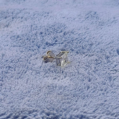 White Stone Sqaure Studs - Mayuri Silver House