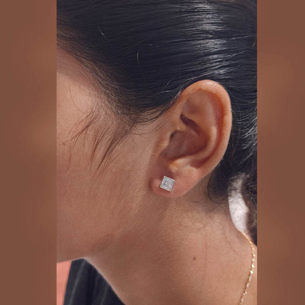 SlimSquare Studs - Mayuri Silver House