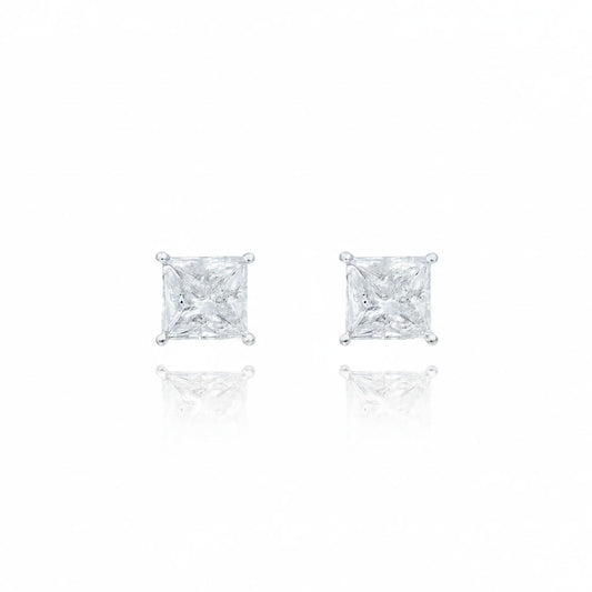 White Stone Sqaure Studs
