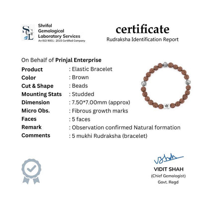 Rudraksha with Om Silver Beads Bracelet - Mayuri Silver House