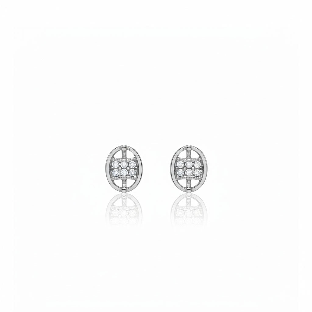 oval silver stud earrings