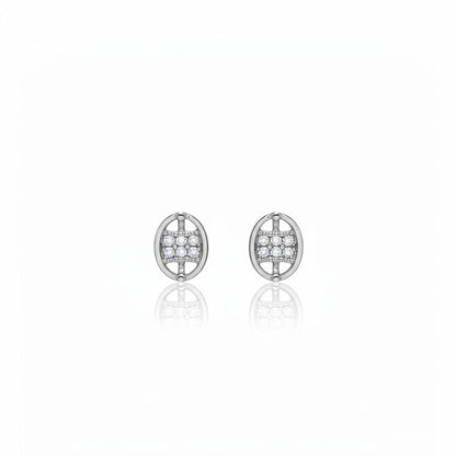 oval silver stud earrings