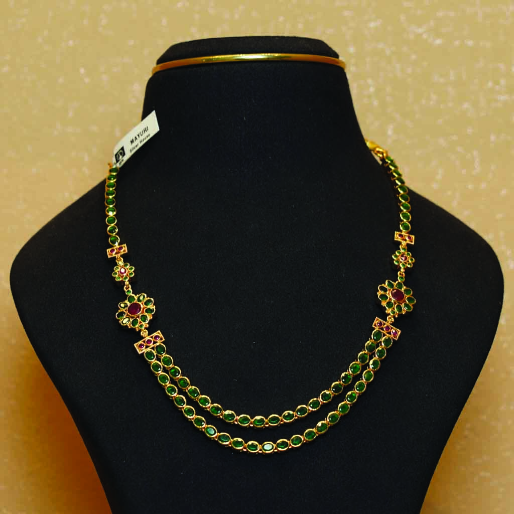 2 in 1 Two Line Necklace (Green and Red)